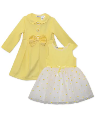 Blueberi Boulevard Baby Girls Knit Daisy Coat Dress Set