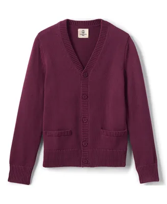 Lands' End Boys Cotton Modal Button Front Cardigan Sweater