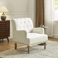 Mcgavock Traditional Wooden Upholstered Accent Chair with Tufted Back