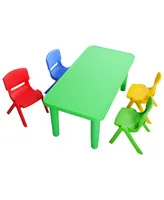Kids Plastic Table and 4 Chairs Set Colorful Play School Home
