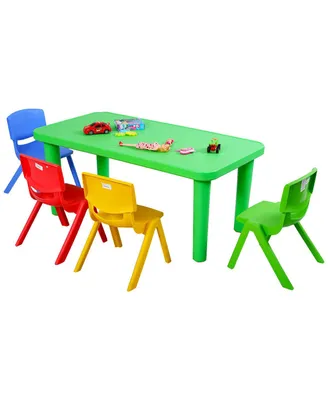 Kids Plastic Table and 4 Chairs Set Colorful Play School Home