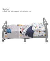 Bedtime Originals 4-Piece Construction Zone Gray/Navy/White Toddler Bedding Set