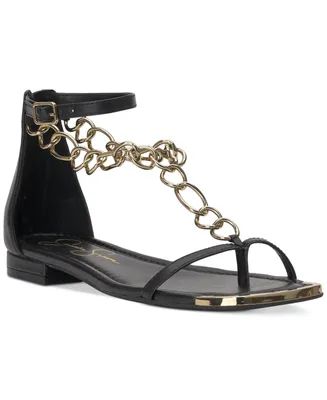 Jessica Simpson Women's Edgey Chain-Trim Flat Sandals