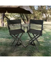 Folding Black Director's Chair Set - 2 Pieces