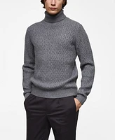 Mango Men's Braided Turtleneck Sweater