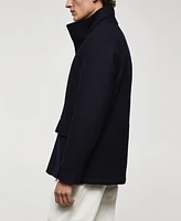 Mango Men's Pockets Detail Short Wool Coat