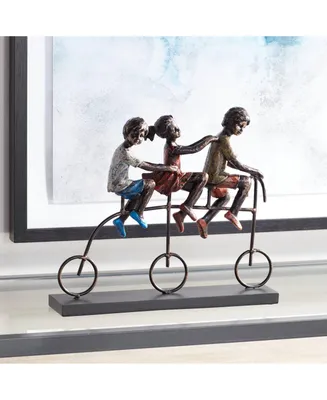 Children Riding Bike 12 3/4" Wide Sculpture - Dahlia Studios