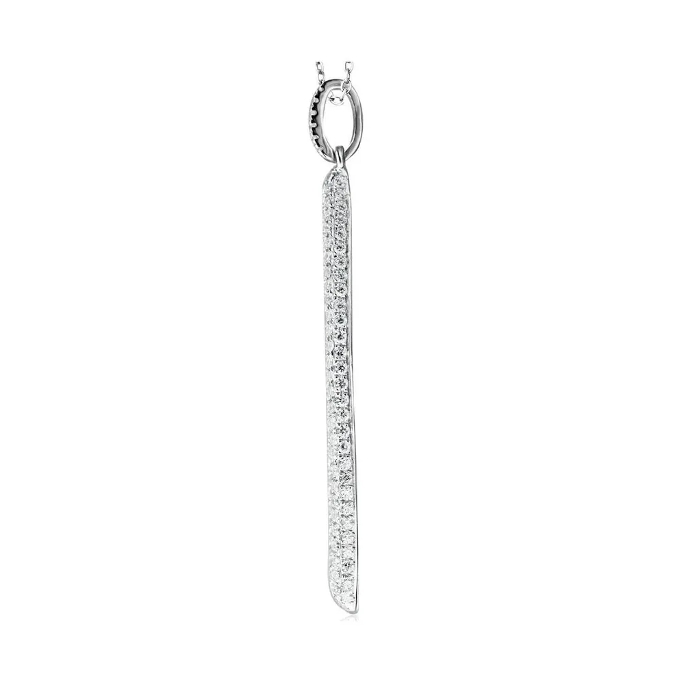 Suzy Levian New York Suzy Levian Sterling Silver Cubic Zirconia Pave Open Marquise Drop Earrings
