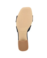 Nine West Women's Griselda Block Heel Slip-On Dress Sandals - Dark Blue Denim