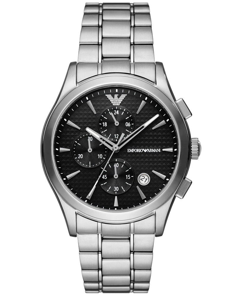 Emporio Armani Men's Chronograph Stainless Steel Bracelet Watch 42mm - Silver