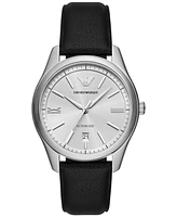 Emporio Armani Men's Automatic Black Leather Strap Watch 41mm