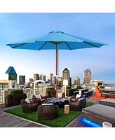 Yescom 9FT Wooden Patio Umbrella UV30+ for Beach Pool Wedding Party Table Market Garden Yard Hotel Deck Cafe