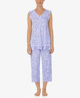 Ellen Tracy Women's Sleeveless Top and Cropped Pants 2-Pc. Pajama Set