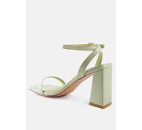 Women's Moon cut Ankle Strap Block Heel Sandals