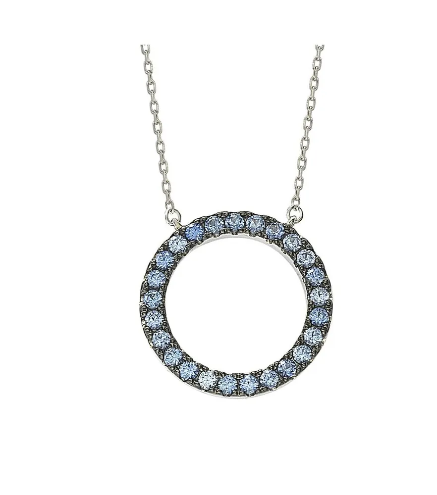 Suzy Levian Sterling Silver Cubic Zirconia Open Circle Necklace