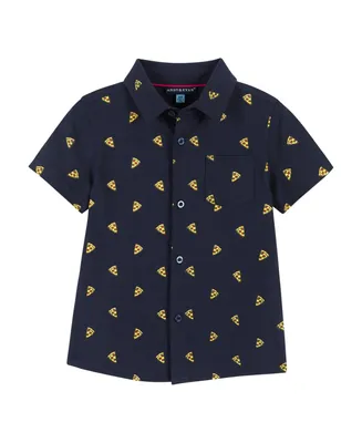 Toddler/Child Boys Pizza Print Short Sleeve Knit Button-down shirt