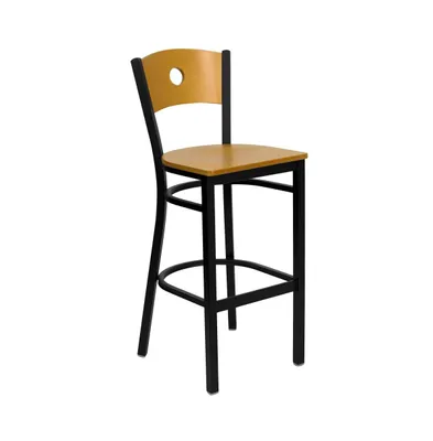 Wood Circle Back Metal Restaurant Dining Barstool