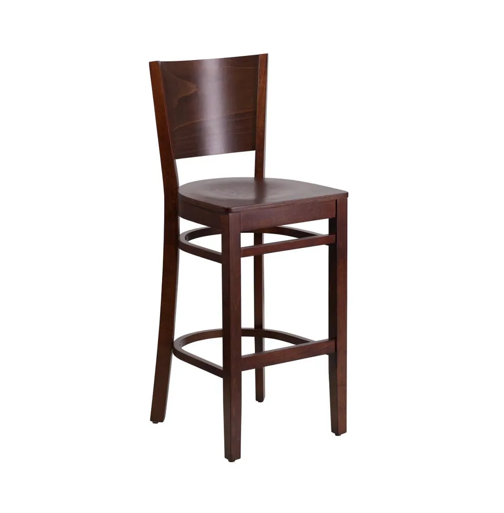 Solid Back Wooden Restaurant Dining Barstool