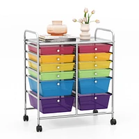 Costway 12-Drawer Rolling Storage Cart Organizer with 2 Sizes Plastic Drawers