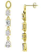 Cubic Zirconia Multi-Cut Linear Drop Earrings 18k Gold-Plated Sterling Silver