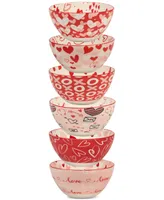 Certified International Valentine's Day Bowls, Set of 6