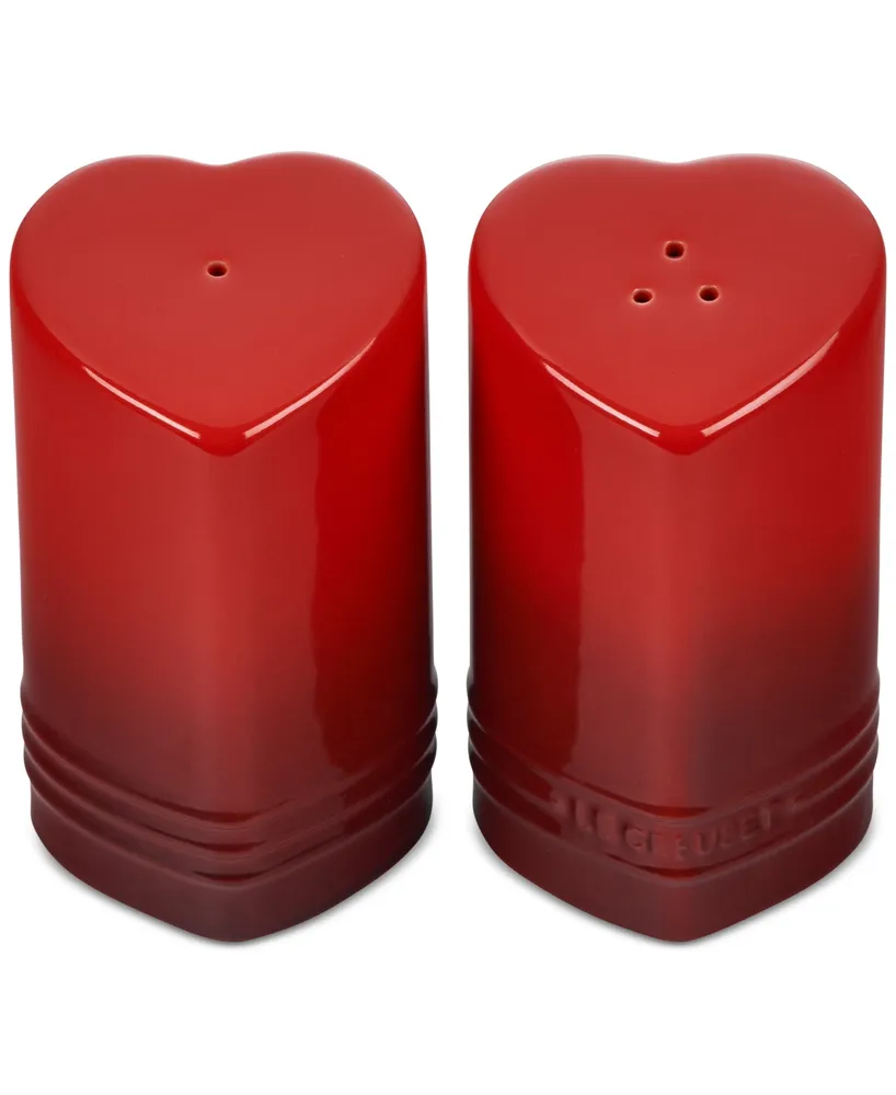 Le Creuset Stoneware Figural Heart Salt and Pepper Shakers, Set of 2