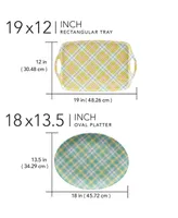 Certified International Easter Plaid Melamine Trays, Set 2