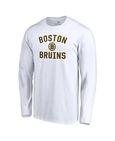 Men's Fanatics White Boston Bruins Victory Arch Long Sleeve T-shirt