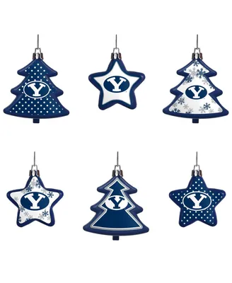 Byu Cougars Six-Pack Shatterproof Tree And Star Ornament Set