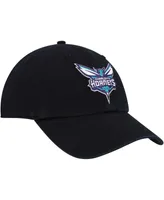 Men's '47 Brand Black Charlotte Hornets Team Logo Clean Up Adjustable Hat