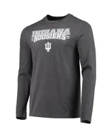 Men's Concepts Sport Crimson, Heathered Charcoal Distressed Indiana Hoosiers Meter Long Sleeve T-shirt and Pants Sleep Set