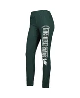 Women's Concepts Sport Heathered Green Distressed Michigan State Spartans Long Sleeve Hoodie T-shirt and Pants Sleep Set