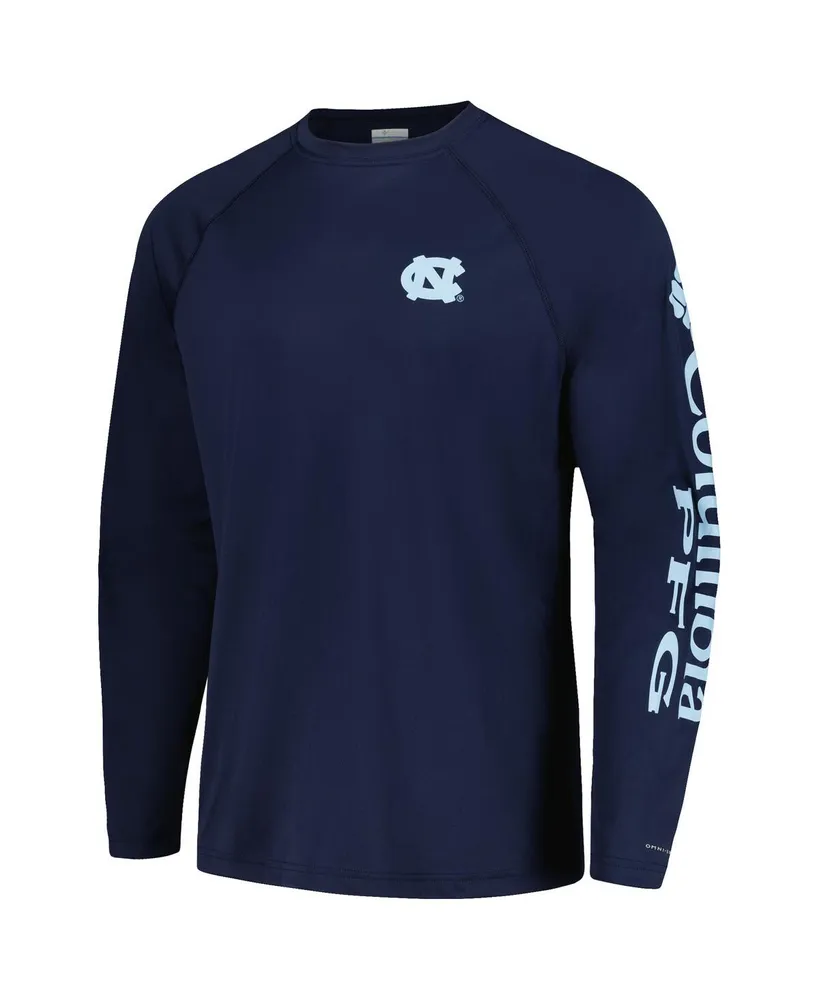 Men's Columbia Blue North Carolina Tar Heels Terminal Tackle Omni-Shade Raglan Long Sleeve T-shirt
