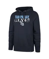 Men's '47 Brand Navy Distressed Tampa Bay Rays Base Slide Headline Pullover Hoodie