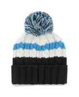 Women's '47 Brand White Carolina Panthers Ashfield Cuffed Knit Hat with Pom