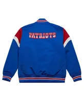 Men's Mitchell & Ness Royal Distressed New England Patriots Big and Tall Satin Full-Snap Jacket