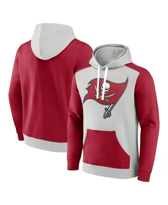 Men's Fanatics Silver, Red Tampa Bay Buccaneers Big and Tall Team Fleece Pullover Hoodie