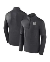 Men's Fanatics Heather Charcoal Los Angeles Kings Authentic Pro Quarter-Zip Pullover Top