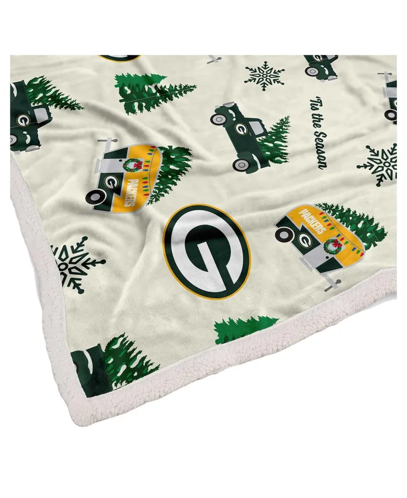 Pegasus Green Bay Packers Holiday Truck Repeat 50" x 60" Sherpa Flannel Fleece Blanket