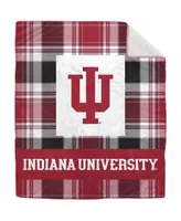 Pegasus Home Fashions Indiana Hoosiers 50" x 60" Plaid Flannel Sherpa Plush Blanket