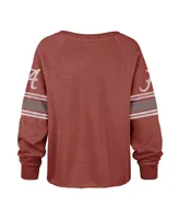 Women's '47 Brand Crimson Distressed Alabama Tide Allie Modest Raglan Long Sleeve Cropped T-shirt