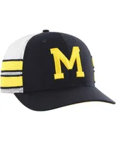 Men's '47 Brand Navy Distressed Michigan Wolverines Straight Eight Adjustable Trucker Hat