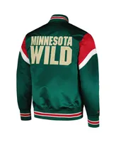 Men's Mitchell & Ness Green Minnesota Wild Midweight Satin Full-Snap Jacket