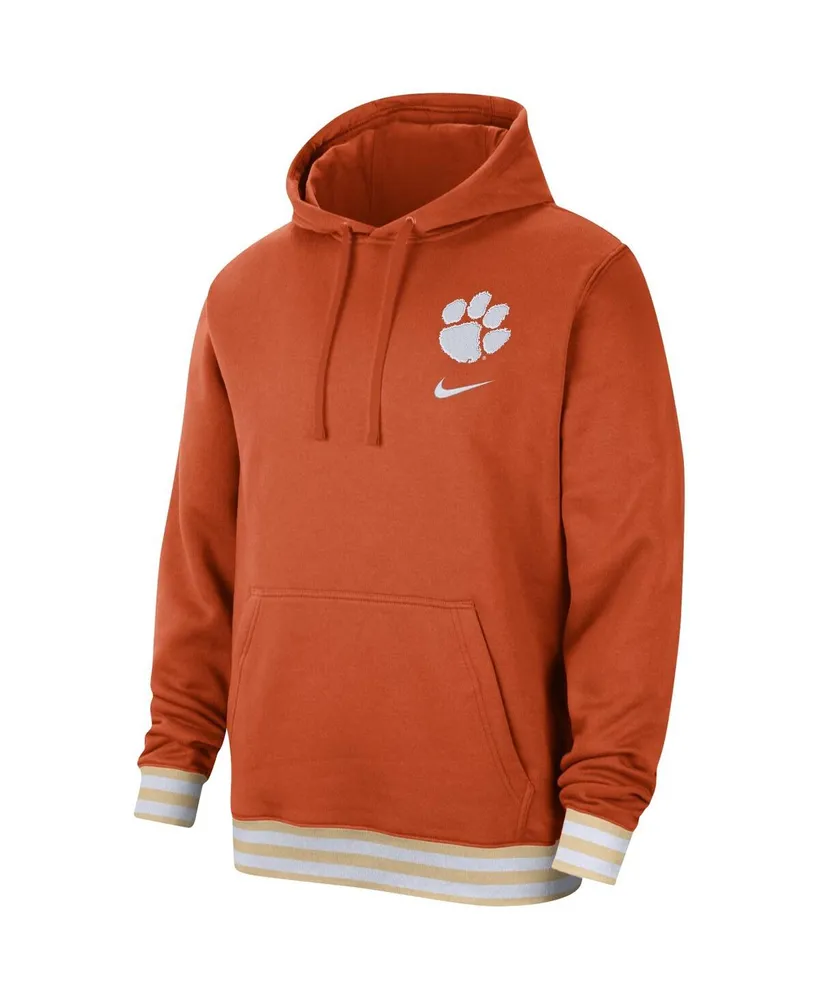 Men's Nike Orange Clemson Tigers Campus Retro Fleece Pullover Hoodie