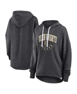 Women's Fanatics Heather Charcoal Distressed Vegas Golden Knights Lux Lounge Helmet Arch Pullover Hoodie