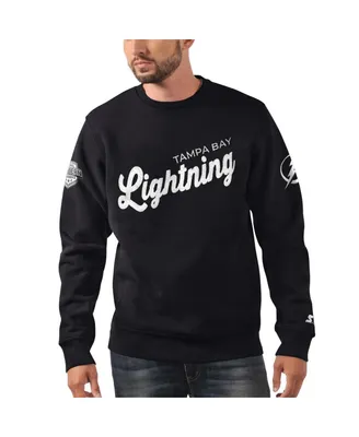 Men's Starter x Nhl Black Ice Black Tampa Bay Lightning Cross Check Pullover Sweatshirt