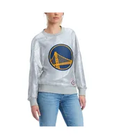 Women's Tommy Jeans Silver Distressed Golden State Warriors Tracy Pullover Sweatshirt