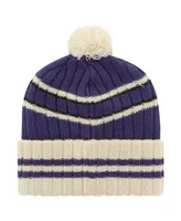 Men's '47 Brand Purple, Cream Minnesota Vikings No Huddle Cuffed Knit Hat with Pom