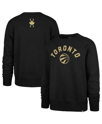 Men's '47 Brand Black Toronto Raptors 2023/24 City Edition Postgame Headline Crew Pullover Sweatshirt