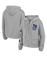 Women's Wear by Erin Andrews Heather Gray New York Giants Full-Zip Hoodie